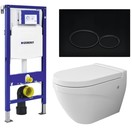 Geberit Toiletset UP 320 Taormina Mat Wit Flatline Rimfree Softclose Quickrelease Toiletbril Alpha Mat Zwart