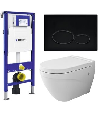 GEBERIT Geberit Toiletset UP 320 Taormina Mat Wit Flatline Rimfree Softclose Quickrelease Toiletbril Alpha Mat Zwart