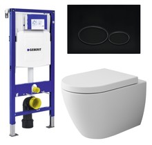 Geberit Toiletset UP 320 Jet-Flush Mat Wit Flatline Rimfree Softclose Quickrelease Toiletbril Alpha Mat Zwart