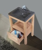 Badkamermeubelset Robusta Stone 60x47x85cm Natuursteen Wastafelblad SaniPro Wood Eiken / Multiplex kraangaten (0 - 1) incl. Spiegel