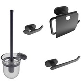 Toilet Accessoires Set Rodeo Mat Zwart Toiletrolhouder Toiletborstelhouder, reserverolhouder en handdoekhaak