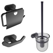 Toilet Accessoires Set Rodeo-1 Mat Zwart Toiletrolhouder Toiletborstelhouder en handdoekhaak