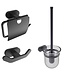 CREAVIT Toilet Accessoires Set Rodeo-1 Mat Zwart Toiletrolhouder Toiletborstelhouder en handdoekhaak