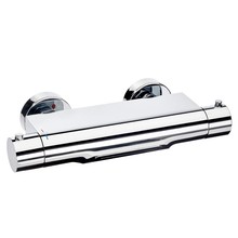 Badkraan Nomi Glans Chroom Waterval Uitloop 15cm Hartafstand Thermostatisch Opbouw Rond 2 Greeps