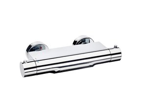 Badkraan Nomi Glans Chroom Waterval Uitloop 15cm Hartafstand Thermostatisch Opbouw Rond 2 Greeps