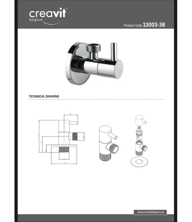 Hoekstopkraan Delta Chroom Bidetkraan 1/2x3/8 Stopkraan / Stopkranen