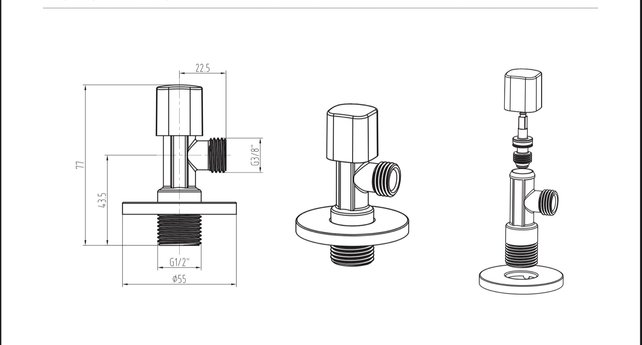 Hoekstopkraan Chroom Bidetkraan 1/2x3/8 Stopkraan / Stopkranen