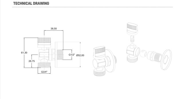 Hoekstopkraan Wasmachine Chroom 1/2x3/4 Stopkraan / Stopkranen WASMACHINEKRAAN