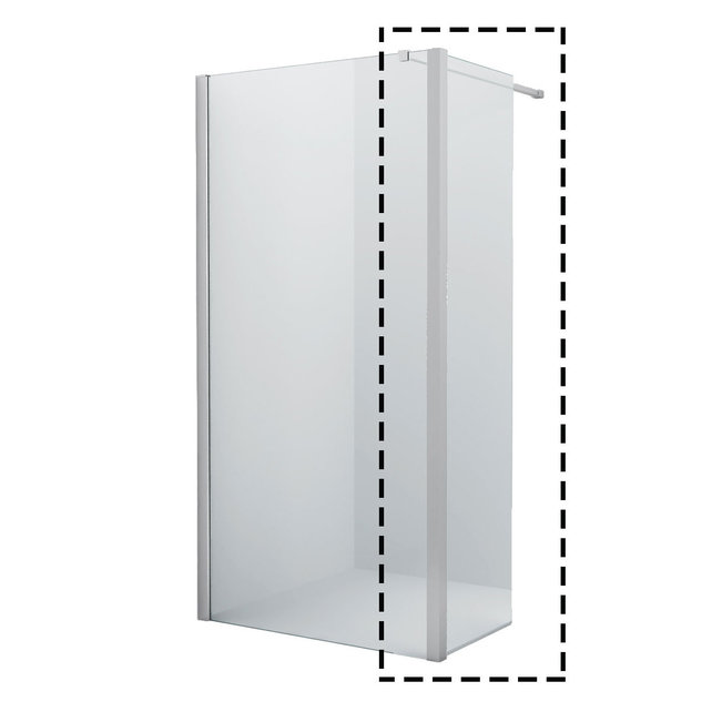 Douchewand Eco Nano 40x200cm Antikalk Helder Glas Chroom Hoekprofiel 8mm Veiligheidsglas Easy Clean