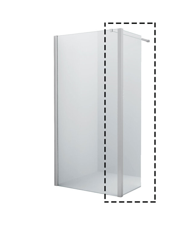 Douchewand Eco Nano 40x200cm Antikalk Helder Glas Chroom Hoekprofiel 8mm Veiligheidsglas Easy Clean