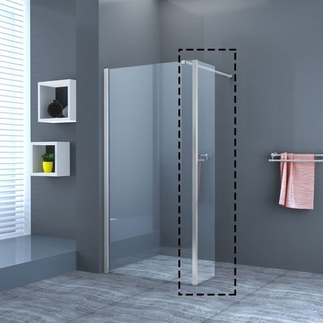 Douchewand Eco Nano 40x200cm Antikalk Helder Glas Chroom Hoekprofiel 8mm Veiligheidsglas Easy Clean