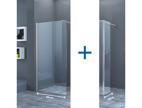 Inloopdouche Eco Nano met Zijwand 60x200cm 30x200cm Antikalk Helder Glas Chroom Profiel 8mm Veiligheidsglas Easy Clean