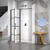 Douchedeur Collins Nisdeur Draaideur 140x200cm Mat Zwart Antikalk Helderglas 8mm Veiligheidsglas Easy Clean Douchedeur Collins Nisdeur Draaideur 140x200cm Mat Zwart Antikalk Helderglas 8mm Veiligheidsglas Easy Clean