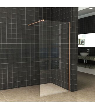 Wiesbaden Inloopdouche 70x200cm Antikalk Helder Glas 8mm Geborsteld Koper Veiligheidsglas