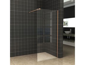 Inloopdouche 110x200cm Antikalk Helder Glas 8mm Geborsteld Koper Veiligheidsglas