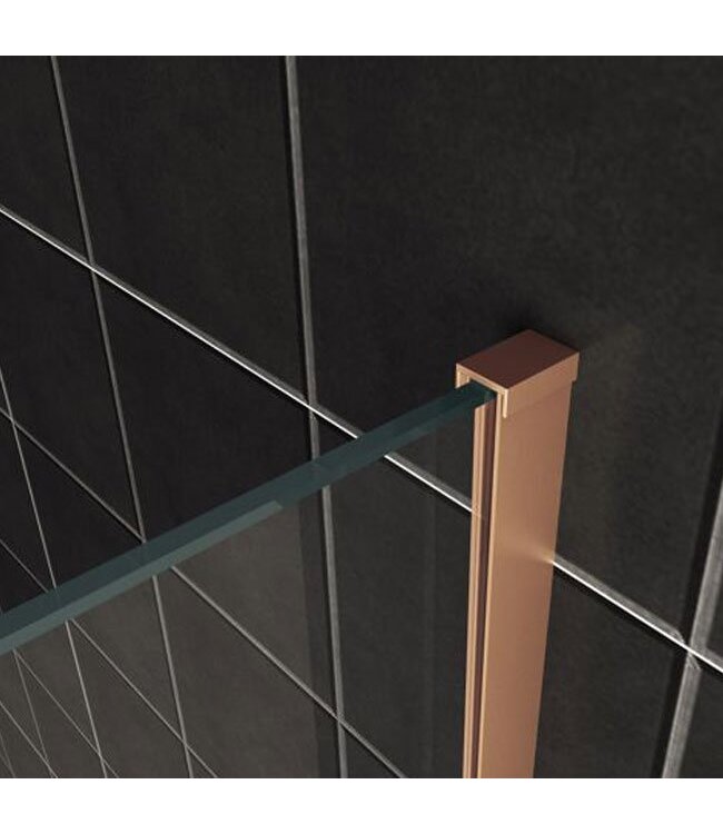 Inloopdouche 80x200cm Antikalk Rookglas 8mm Geborsteld Koper Veiligheidsglas