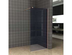 Inloopdouche 120x200cm Antikalk Rookglas 8mm Geborsteld Koper Veiligheidsglas