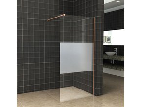 Inloopdouche 100x200cm Antikalk Helder/Mat Glas 8mm Geborsteld Koper Veiligheidsglas