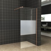 Inloopdouche 110x200cm Antikalk Helder/Mat Glas 8mm Geborsteld Koper Veiligheidsglas