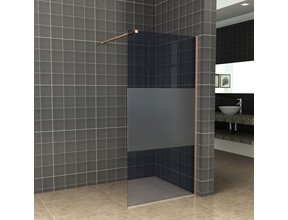 Inloopdouche 100x200cm Antikalk Rook/Mat Glas 8mm Geborsteld Koper Veiligheidsglas