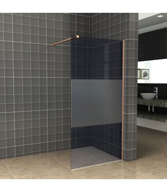 Wiesbaden Inloopdouche 110x200cm Antikalk Rook/Mat Glas 8mm Geborsteld Koper Veiligheidsglas