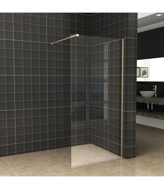 Wiesbaden Inloopdouche 50x200cm Antikalk Helder Glas 8mm Geborsteld Goud Veiligheidsglas