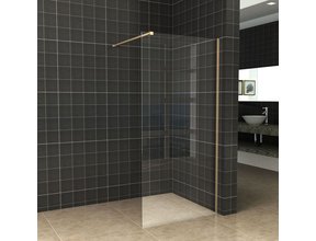 Inloopdouche 70x200cm Antikalk Helder Glas 8mm Geborsteld Goud Veiligheidsglas