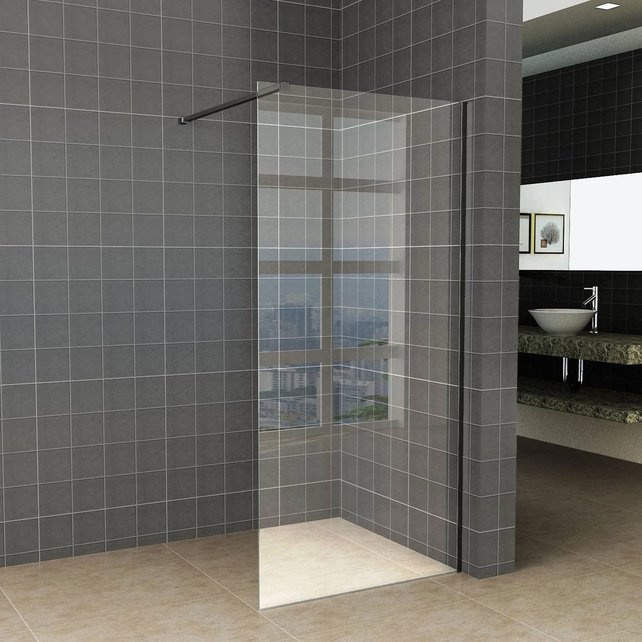 Inloopdouche 90x200cm Antikalk Helder Glas 8mm Mat Zwart Veiligheidsglas Inloopdouche 90x200cm Antikalk Helder Glas 8mm Mat Zwart Veiligheidsglas
