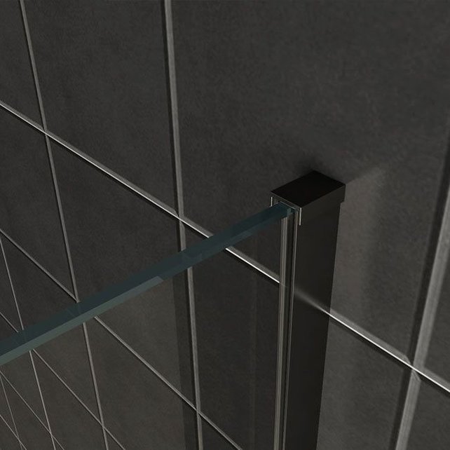 Inloopdouche 100x200cm Antikalk Helder Glas 8mm Mat Zwart Veiligheidsglas