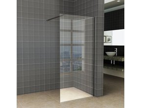 Inloopdouche 110x200cm Antikalk Helder Glas 8mm Mat Zwart Veiligheidsglas