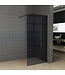 Inloopdouche 80x200cm Antikalk Rookglas 8mm Mat Zwart Veiligheidsglas