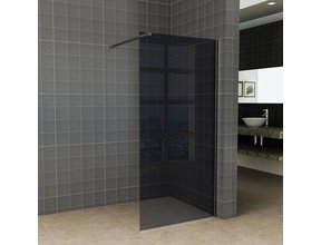 Inloopdouche 110x200cm Antikalk Rookglas 8mm Mat Zwart Veiligheidsglas