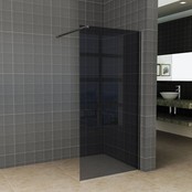 Inloopdouche 120x200cm Antikalk Rookglas 8mm Mat Zwart Veiligheidsglas