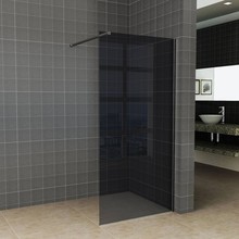 Inloopdouche 120x200cm Antikalk Rookglas 8mm Mat Zwart Veiligheidsglas