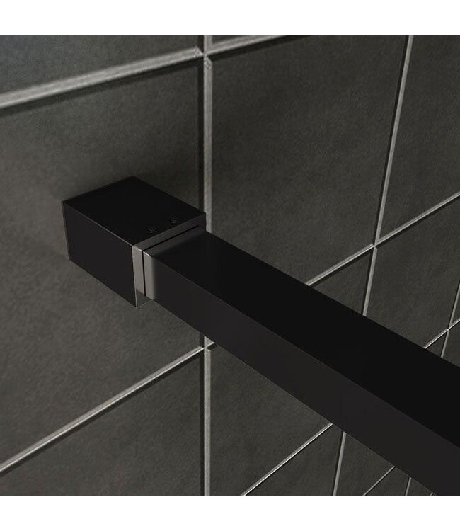 Inloopdouche 90x200cm Antikalk Helder/Mat Glas 8mm Mat Zwart Veiligheidsglas