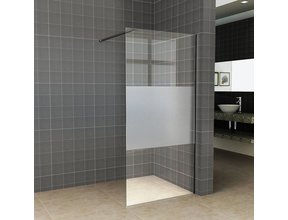 Inloopdouche 110x200cm Antikalk Helder/Mat Glas 8mm Mat Zwart Veiligheidsglas