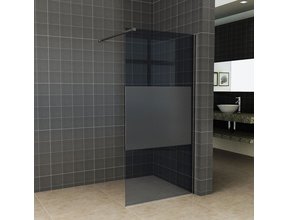 Inloopdouche 110x200cm Antikalk Rook/Mat Glas 8mm Mat Zwart Veiligheidsglas