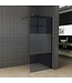 Inloopdouche 110x200cm Antikalk Rook/Mat Glas 8mm Mat Zwart Veiligheidsglas