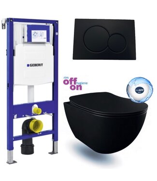 GEBERIT Geberit Toiletset UP 320 Freedom Mat Zwart Rimfree Softclose Quickrelease Toiletbril Sigma 01 Mat Zwart