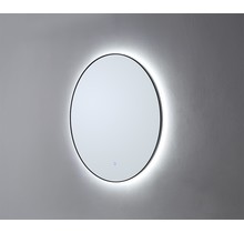 Badkamerspiegel Cleo Rond Zwart 100x100cm Dimbaar Geintegreerde LED Verlichting 3 kleur instelbaar Touch Schakelaar