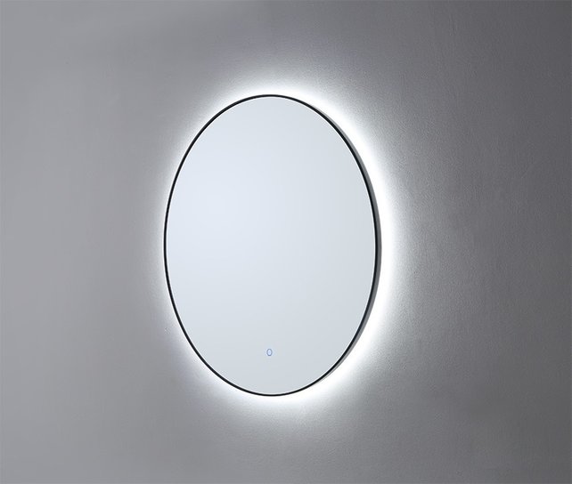 Badkamerspiegel Cleo Rond Zwart 80x80cm Dimbaar Geintegreerde LED Verlichting 3 kleur instelbaar Touch Schakelaar Badkamerspiegel Cleo Rond Zwart 80x80cm Dimbaar Geintegreerde LED Verlichting 3 kleur instelbaar Touch Schakelaar