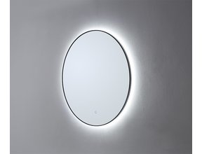 Badkamerspiegel Cleo Lux Rond Zwart 80x80cm Dimbaar Geintegreerde LED Verlichting 3 kleur instelbaar Touch Schakelaar spiegelverwarming