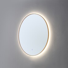 Badkamerspiegel Cleo Lux Rond Goud 100x100cm Dimbaar Geintegreerde LED Verlichting 3 kleur instelbaar Touch Schakelaar met spiegelverwarming