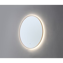 Badkamerspiegel Cleo Rond Goud 100x100cm Dimbaar Geintegreerde LED Verlichting 3 kleur instelbaar Touch Schakelaar zonder spiegelverwarming