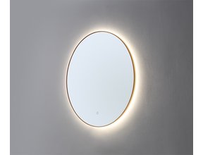 Badkamerspiegel Cleo Rond Goud 80x80cm Dimbaar Geintegreerde LED Verlichting 3 kleur instelbaar Touch Schakelaar zonder spiegelverwarming
