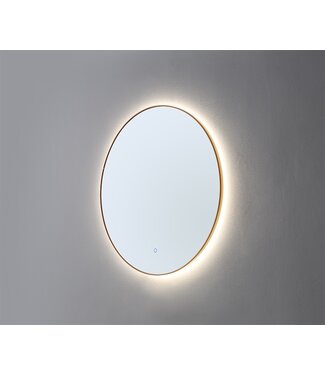 SANI-SUPPLY Badkamerspiegel Cleo Rond Goud 80x80cm Dimbaar Geintegreerde LED Verlichting 3 kleur instelbaar Touch Schakelaar zonder spiegelverwarming