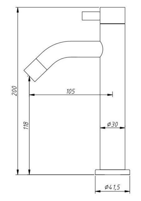 Fonteinkraan Brava Hoog RVS Opbouw Rond 20cm Koud
