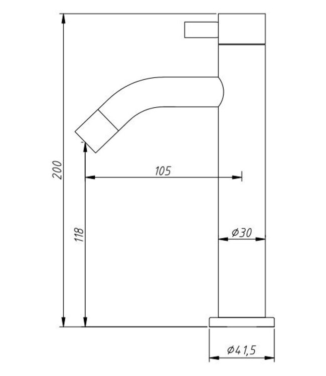 Fonteinkraan Brava Hoog RVS Opbouw Rond 20cm Koud