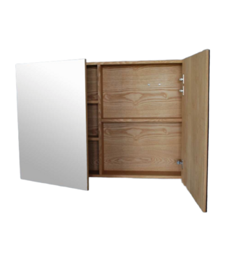 SANI-SUPPLY Spiegelkast Wood Eiken 80x70x16cm Massief eiken Softclose 3 Legplanken