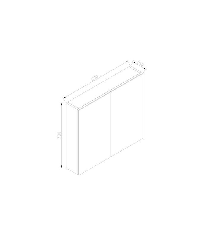 Spiegelkast Wood Eiken 80x70x16cm Massief eiken Softclose 3 Legplanken